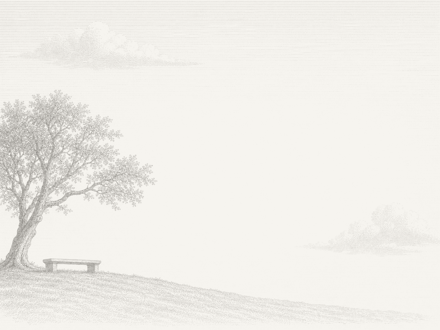 An empty stone bench beneath a broad tree in a spacious Roman garden